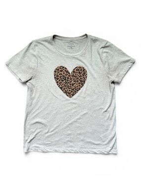 J.Crew Collector Leopard Heart Graphic T-Shirt Size M Short Sleeve Casual Top
